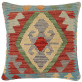 handmade Traditional Pillow Red Blue Hand-Woven SQUARE 100% WOOL Hand woven turkish pillow2' x 2'